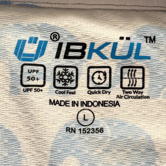 IBKUL Womens Top Long Sleeve Elephant White Blue 1/4 Zip UPF Sun Shirt Size L - Picture 4 of 6